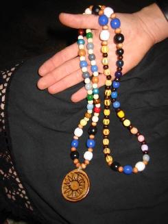 painted wooden prayer beads